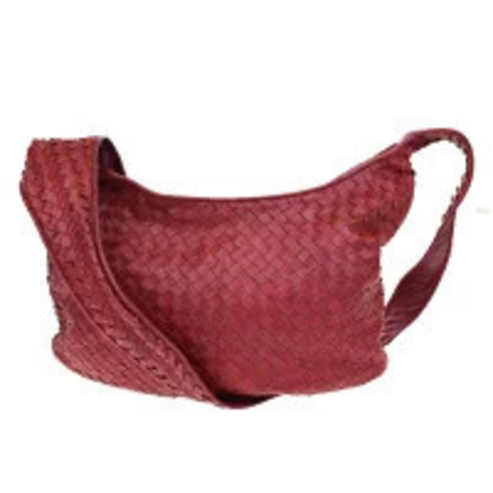 Bottega Veneta Intrecciato Crossbody Shoulder Bag Red Leather